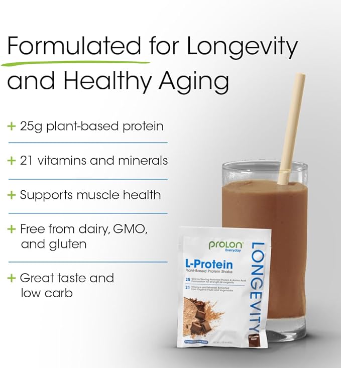 Prolon Longevity Plant Based Protein Powder | Muscle Synthesis & Repair, Healthy Aging, Boost Performance | Vitamins, Gluten Free, Amino Acids, Antioxidants | 25g of Protein | Berry, 12 Packets