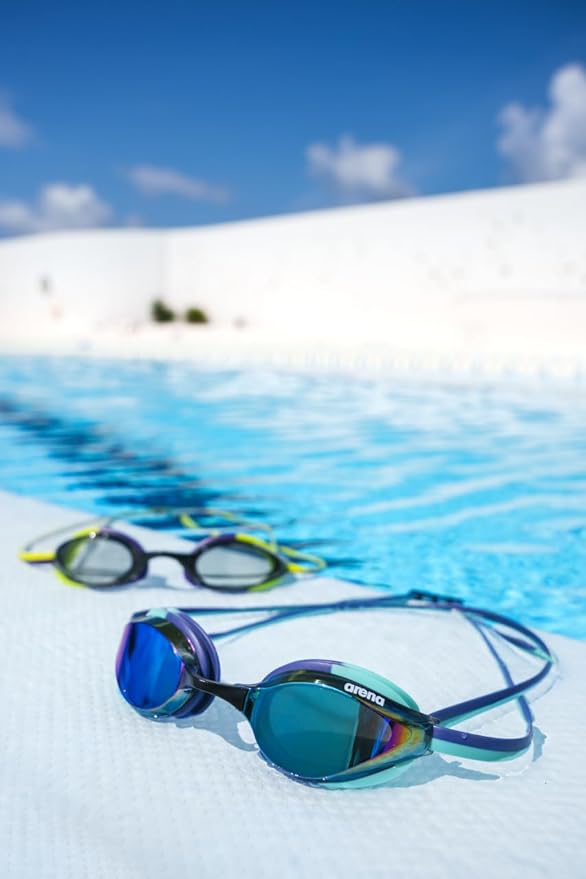 ARENA Unisex Python Racing Swim Goggles for Men and Women Anti-Fog No Leak Max Comfort Dual Strap, Mirror/Non-Mirror Lens