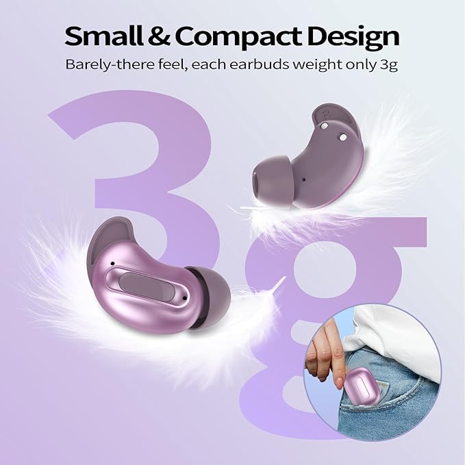 Sleep Earbuds, Mini ANC Wireless Earbuds Bluetooth 5.4 Headphones Deep Bass Stereo, 48H Playtime Ear Buds, 4 ENC Noise Cancelling Mic, In Ear IP7 Waterproof Earphones for Side Sleepers,Touch Control