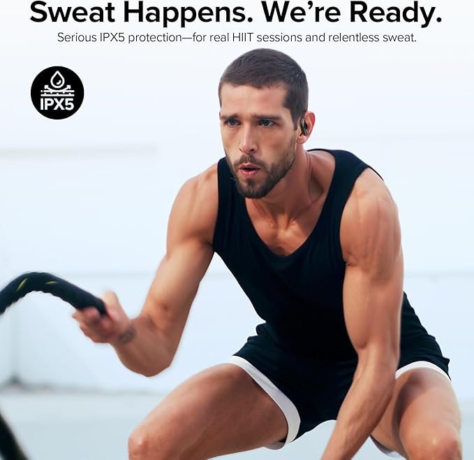 Wireless Sport Earbuds Bluetooth Headphones with Mic 80H Playtime IPX5 Waterproof Ear Buds Deep Bass Earphones Over Ear Headset for Running Gym Workout - Black