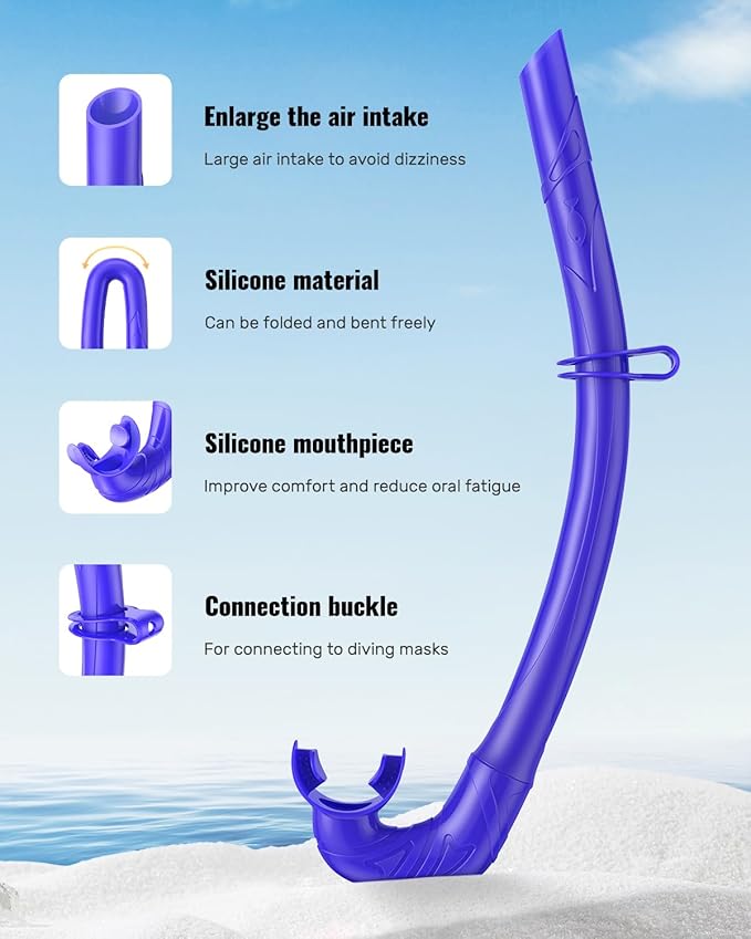 W WSTOO Adults Diving Snorkel Breathing Tube Silicone Flexible Foldable Snorkel Anti-Drop for Freediving Swim Training,Diving and Scuba Diving,Easy to Carry for Travel