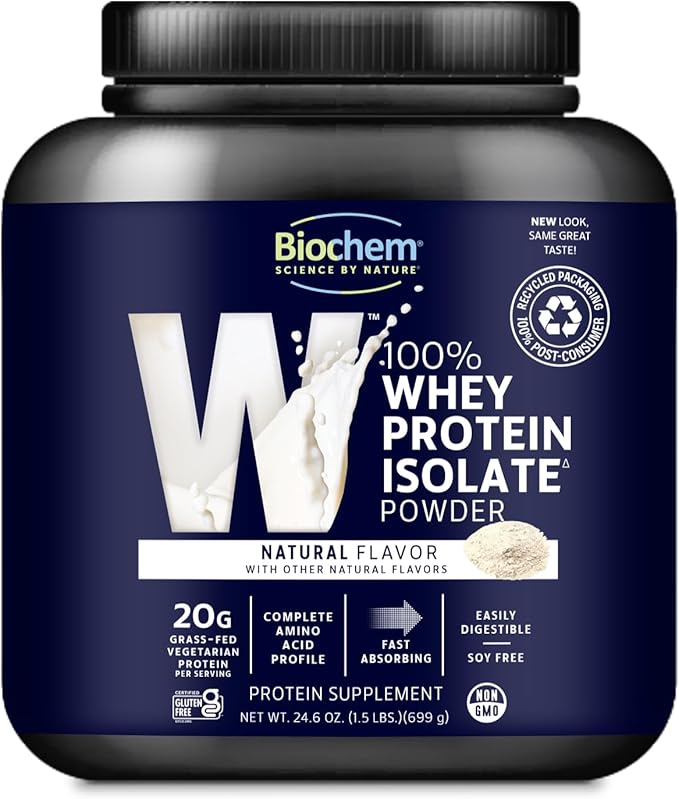Biochem, Whey Protein Powder, 20g of Protein to Support Muscles and Intense Workouts, Natural, 24.6 oz