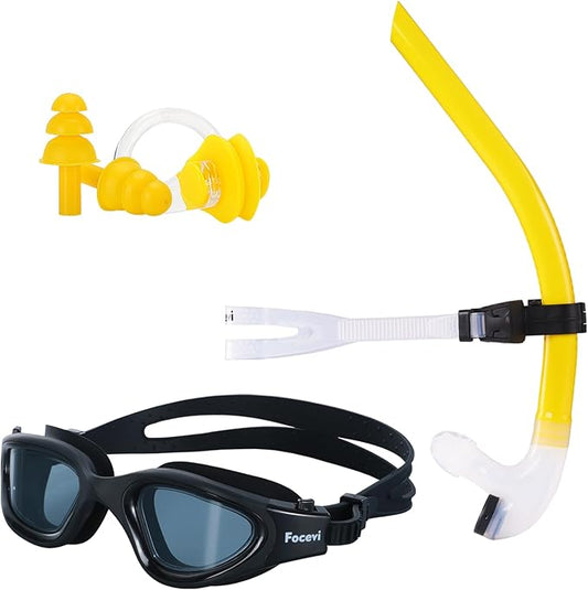 Swim Snorkel for Lap Swimming,No loud gurgling noise No hurt forehead No slip front swimming Snorkeling Training for adult/kid/youth,swimmer snorkle center Mount snorkel tube One-Way Purge Valve