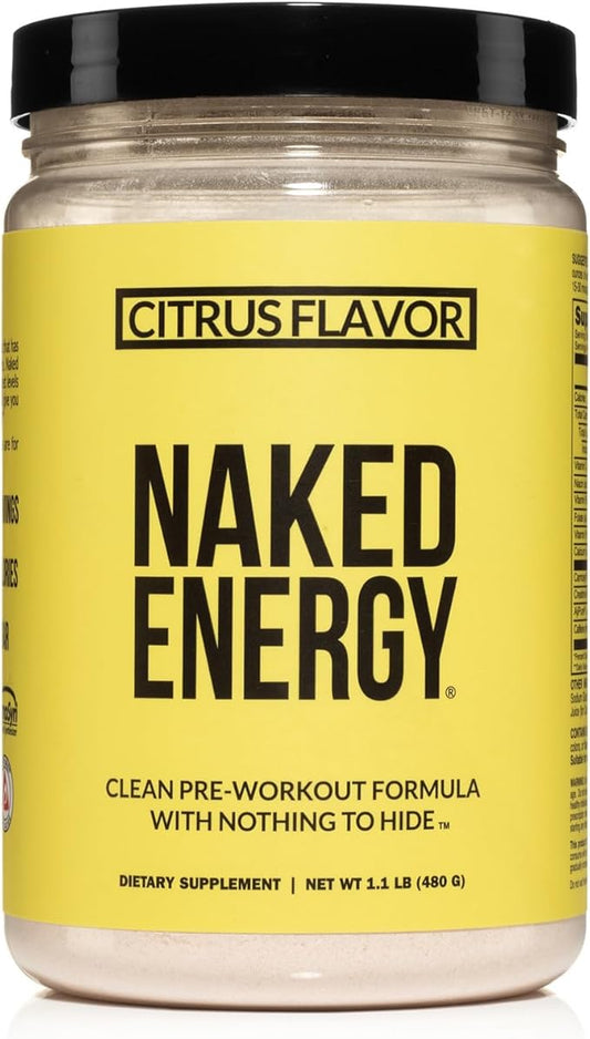 NAKED Citrus Energy - Citrus Flavored Clean Pre Workout Supplement for Men and Women, Vegan Friendly, No Added Sweeteners, Colors Or Flavors - 30 Servings