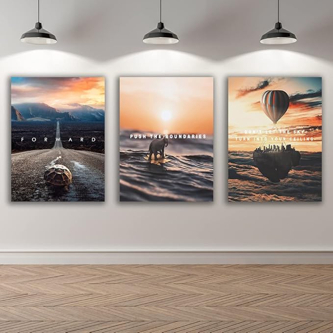 Motivational Wall Decor Poster Inspirational Wall Art 3 Pieces Canvas Wall Painting Framed Artwork for Living Room Bedroom Office Home Decor Prints Pictures Wall Decor Ready to Hang 48''Wx 24''H