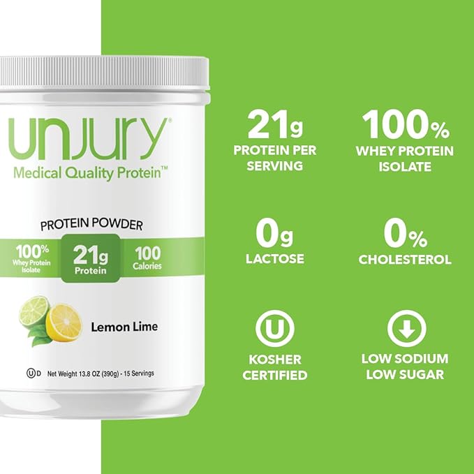 Whey Protein Powder | Lemon Lime | 21g 100% Whey Isolate Protein Powder | Low Carb and Lactose Free | Gluten Free | Certified Kosher | 15 Servings