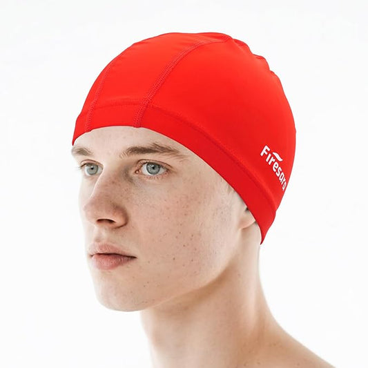 Firesara Fabric Swim Cap, High Elasticity Swimming Cap Keeps Hair Clean Breathable Fit Both Long Hair Short Hair, Swim Caps Woman Girls Men Kids One Size Hat