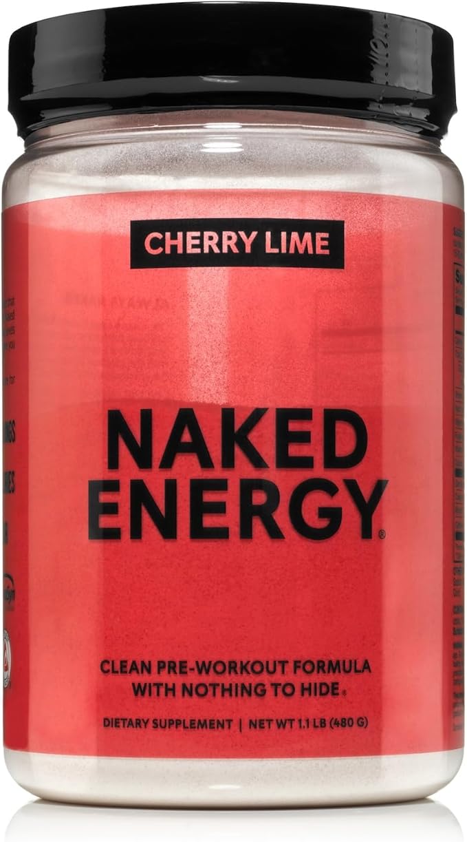 NAKED Cherry Lime Energy - Clean Pre Workout Supplement for Men and Women, Vegan Friendly, No Added Sweeteners, Colors Or Flavors - 30 Servings