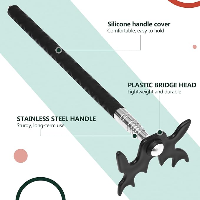 Skylety Retractable Billiard Cue Stick Bridge with Bridge Head, Snooker Set Billiard Pool Cue Accessory for Pool Table