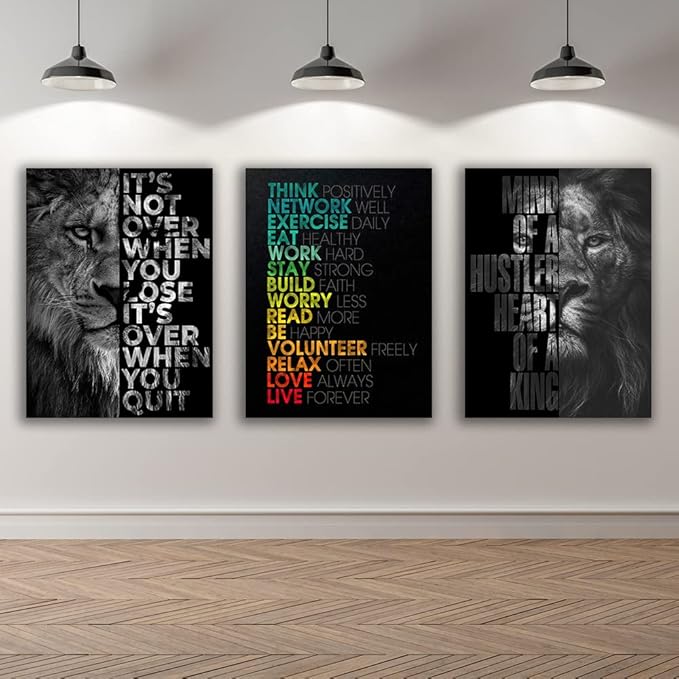 Motivational Canvas Painting Wall Art Execution Grind Hustle Inspirational Wall Art Success Entrepreneur Poster Positive Quotes Wall Poster Framed for Home Office Wall Decor[48''Wx 24''H]