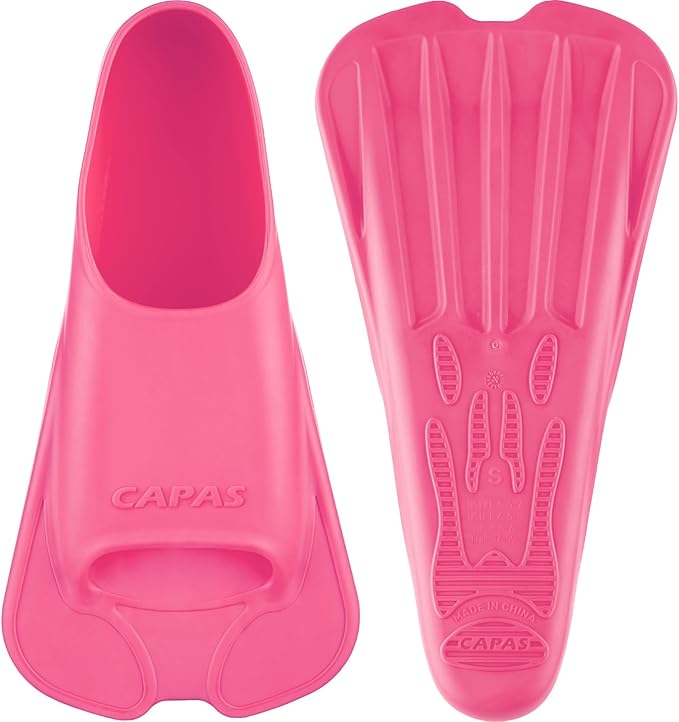 CAPAS Swim Training Fins Comfortable Silicone Lap Swimming Short Blade Floating Flippers with Mesh Bag for Adult Men Women Build Leg Strength