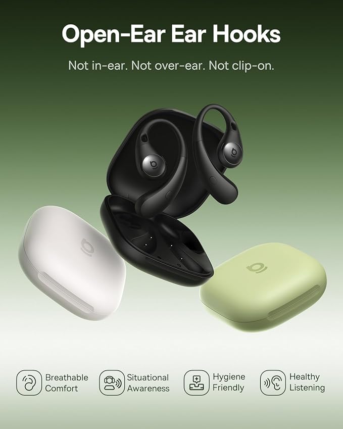 Baseus Eli Sport 2 Open-Ear Headphones Wireless Earbuds,Secure Earhook Sport Design,Ultra-Comfort,4-Mic Clear Calls, IP57 Waterproof,45H Play, Bluetooth 6.0 Earhook Fit Running Workout Gym -Black