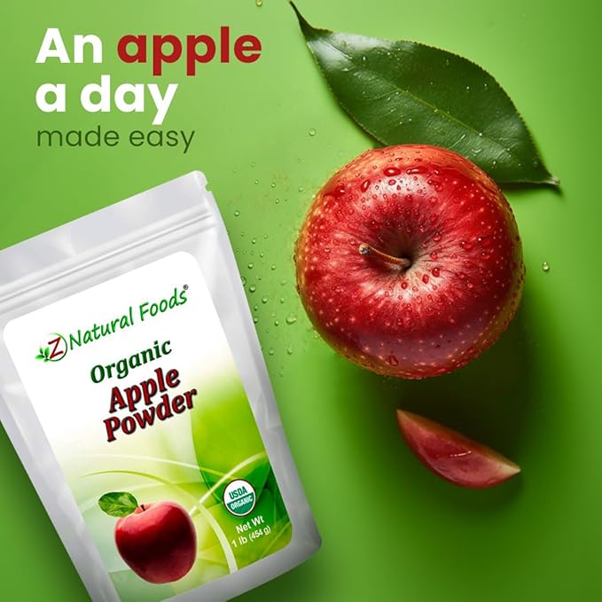Z Natural Foods Organic Apple Powder, Superfood Powder for Digestive Support and Energy Boost, Ideal for Juice, Smoothies, and Recipes, Non-GMO, Vegan, Gluten-Free, Kosher, 1 lb.