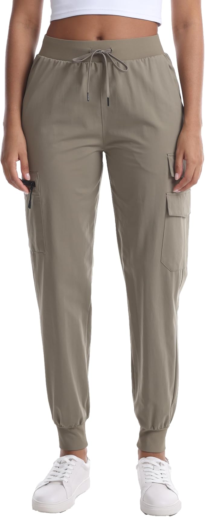 Women's Lightweight Hiking Joggers with Pockets - Water Resistant Cargo Pants for Outdoor Workouts Camping