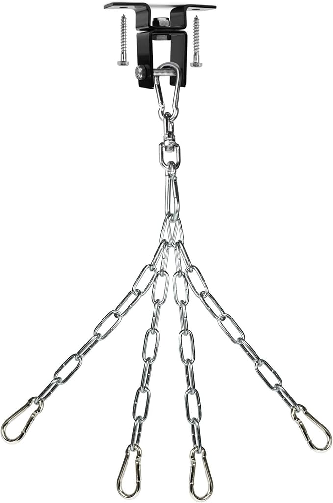 Yes4All Punching Bag Hanger, Stainless Steel Swivel Chain with 4 Snap Hooks for Heavy Bag, Gym Swing, Trapeze, and Hammock