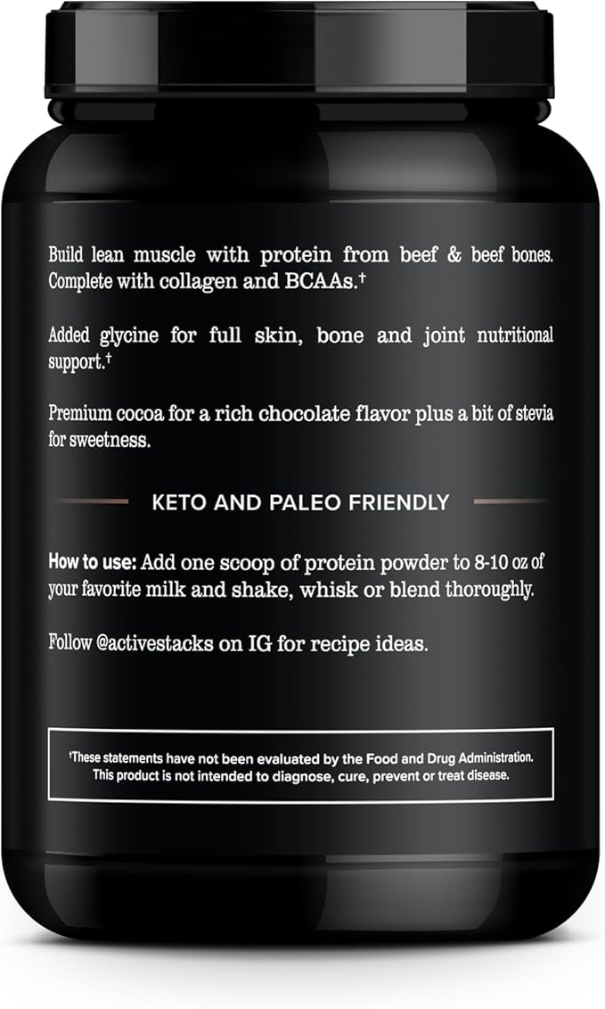 Beef Protein Isolate Powder, Chocolate - Dairy Free with Natural Collagen for Keto, Paleo, Bone Broth & Low Carb Diets, 2 Pound