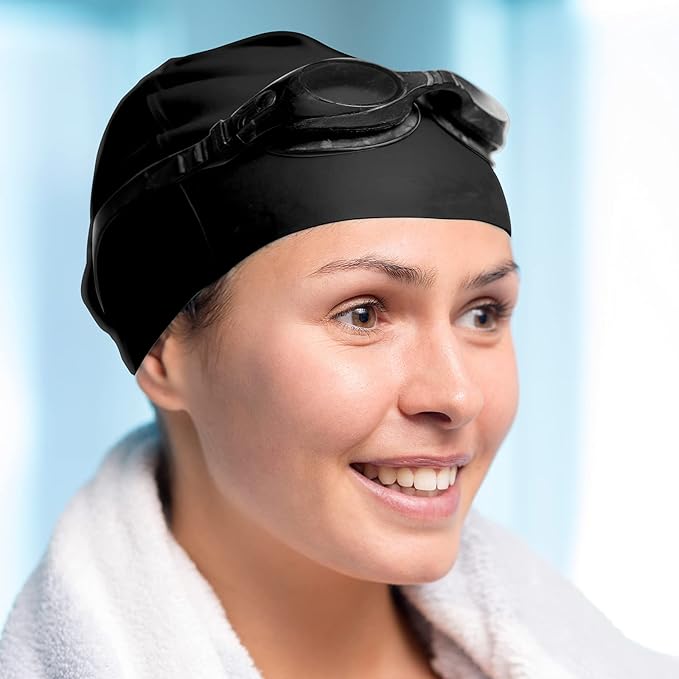 Syhood 6 Pieces Unisex Adult Silicone Swim Cap Waterproof Swimming Hat Non Slip Pool Hat Elastic Silicone Cap for Long and Short Hair