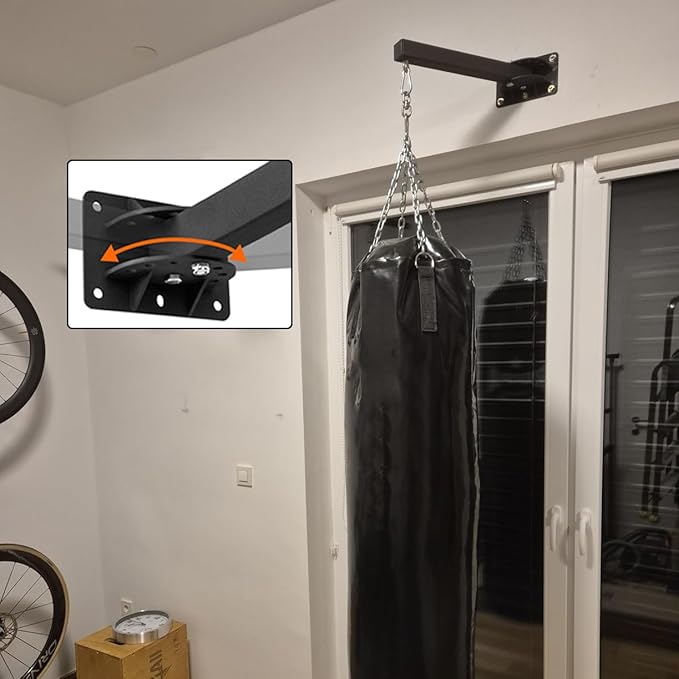Wall Mount Heavy Bag Hanger, Punching Boxing Bag Hanger, Heavy Duty Bag Hanger Bracket, 360° Swivel Hook for Boxing, Muay Thai and MMA Training Home Gym（7 Adjustable Positions）