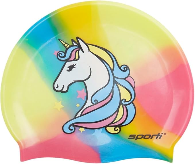 Sporti Silicone Swim Cap for Kids, Unisex Youth Swimming Cap, Protection Bathing Caps for Your Children, Aged 2-10