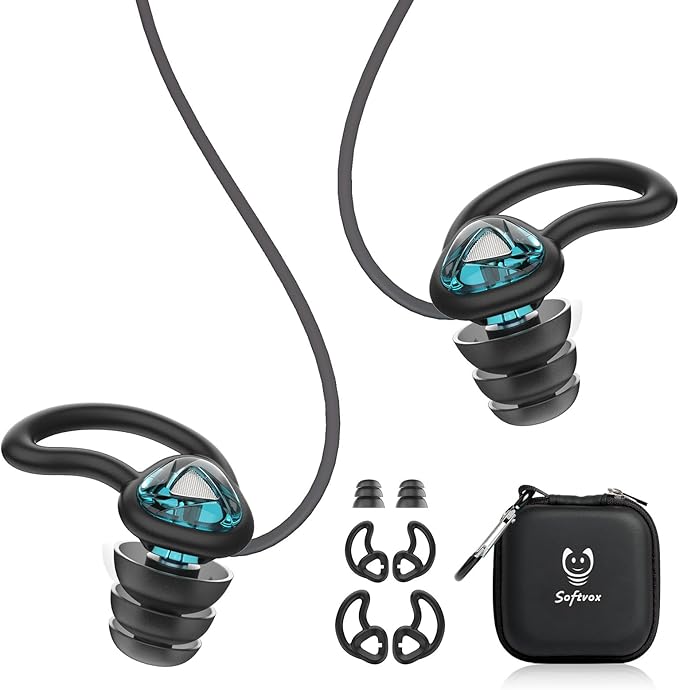 Ear Plugs for Swimming Surfing with String, Block Out Water Let Sound in, Reusable Comfy Custom-fit Swimmer Earplugs for Snorkeling, Shower, Pool, Swim, Bath, Kayaking, Other Water Activities