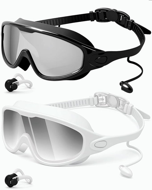 Rantizon Swim Goggles 2 Pack, Wide View Anti Fog&UV Swimming Goggles for Audlt, No Leaking Swim Glasses for Men Women Kids