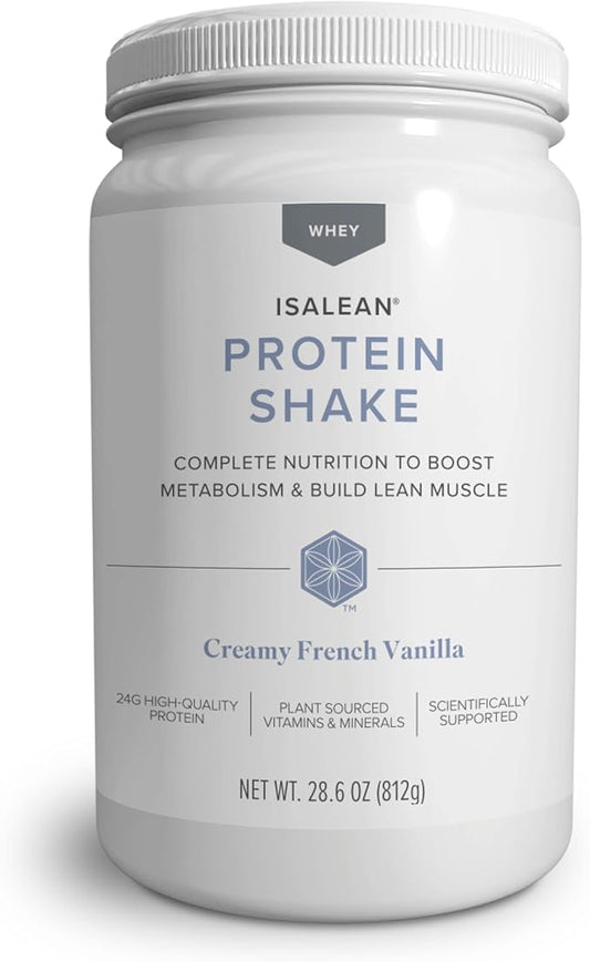 IsaLean Protein Shake - Complete Superfood Meal Replacement for Maintaining Healthy Weight and Lean Muscle Growth with 24 Vitamins and Minerals - 28.6 oz - 14 Meal Canister (Creamy French Vanilla)