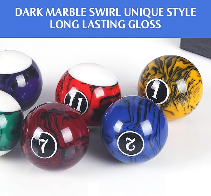 Billiard Balls Set Pool Table Balls Marble-Swirl Style 16 Ball Set