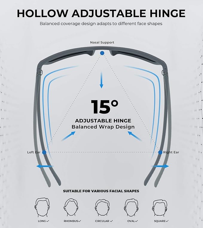 KALIYADI Polarized Sunglasses for Men, Lightweight Sun Glasses with UV Protection for Driving Fishing Golf