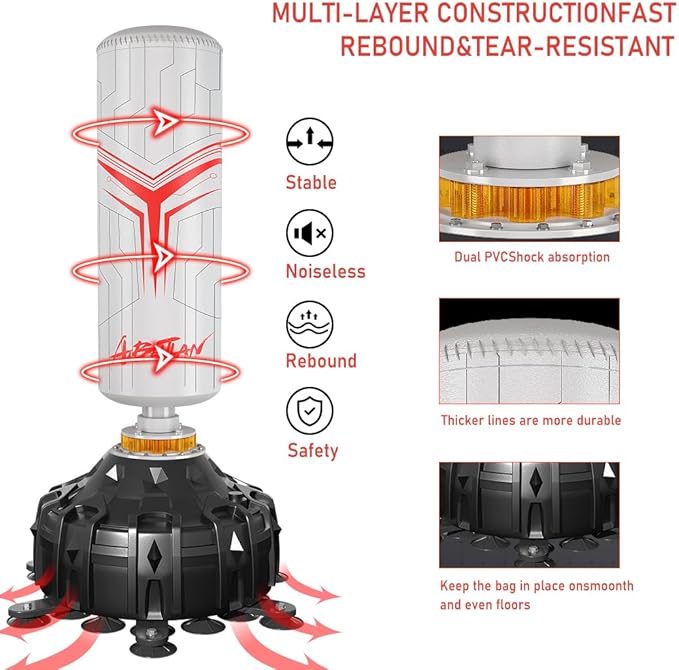Freestanding Punching Bag with Boxing Gloves, Boxing Bag with Suction Cup Base for Adult Teens-Standing Kickboxing Bag for Home Office Gym