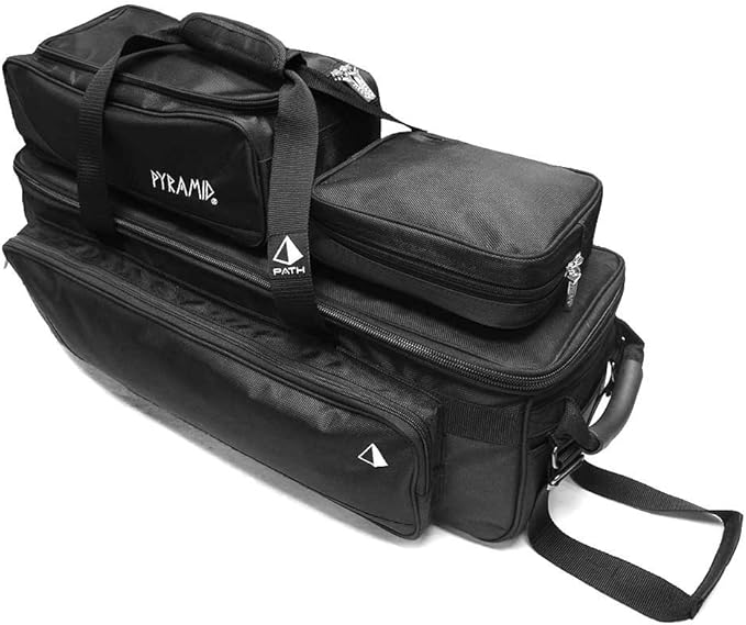 Pyramid Path Triple Tote Roller Plus Bowling Bag with Detachable Shoe Bag (Fits US Mens Size 15), Accessory and Side Pocket, Lightweight Travel Design