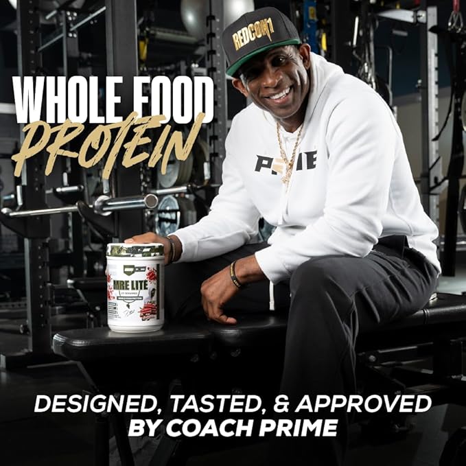REDCON1 Whole Food Animal Protein Powder - Coach Prime MRE Lite Protein Powder - Low Carb with No Whey - 24g Protein - Prime Time Red Velvet (20 Servings)