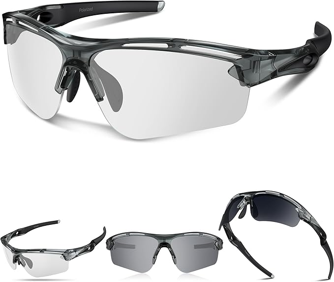 Polarized Sports Sunglasses for Men Women,UV400 Protection Sunglass for Running Cycling Fishing Hiking TR90