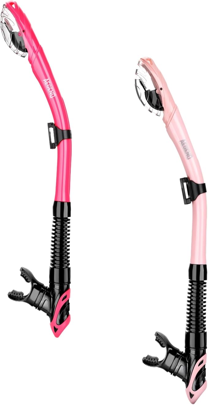 Aegend Dry Snorkel, Dive Mask Easy-Breath Free Diving Snorkel for Snorkeling Scuba Diving Freediving Swimming, with Top Dry Valve and Food-Grade Silicone Mouthpiece