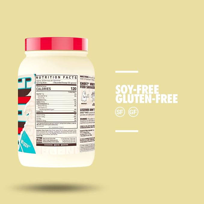 GHOST Whey Protein Powder, Fruity Cereal Milk - 2LB, 25G of Protein - Whey Protein Blend - ­Post Workout Fitness & Nutrition Shakes, Smoothies, Baking & Cooking - Soy & Gluten-Free