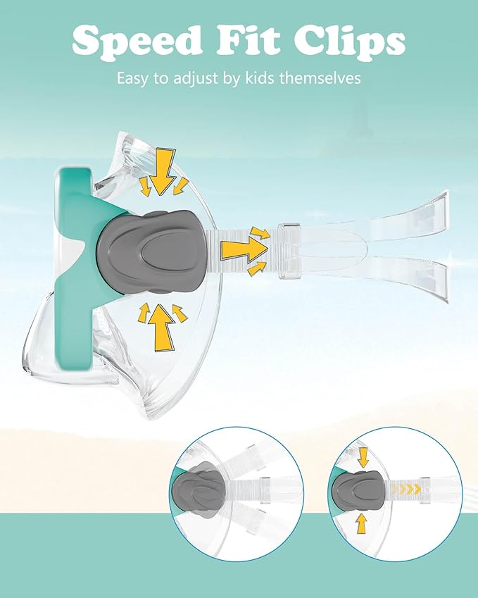 Aegend Kids Swim Mask Goggles, Tempered Glass 180° HD Wide View with Nose Cover