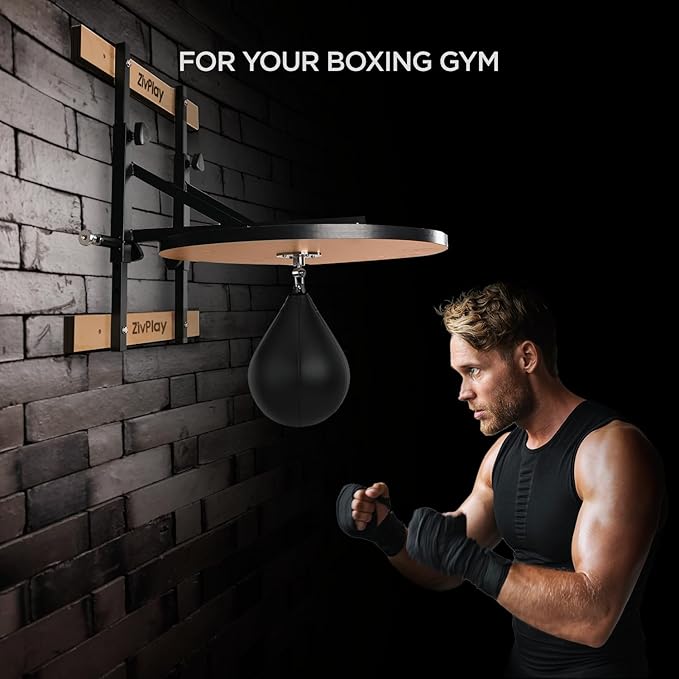 Speed Bag Platform Speed Bag Stand for Boxing Punching Practice Includes Height Adjustable Mount Speedbag and Air Pump 360° Swivel 24 Inch Board