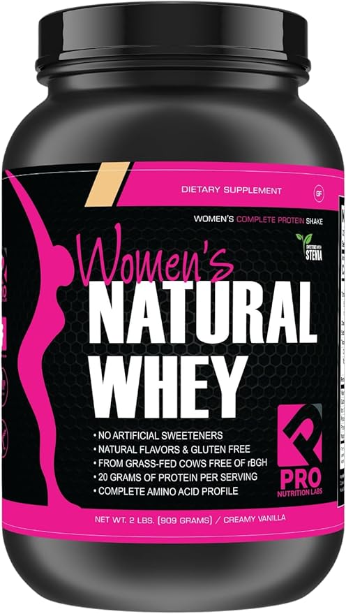 Whey Protein Powder for Women Vanilla Powder - Low Carb Gluten-Free Grass-Fed rBGH-Free - Supports Weight Loss - Natural Stevia Sweetened Protein Shake, 20g (Creamy Vanilla, 2lb)