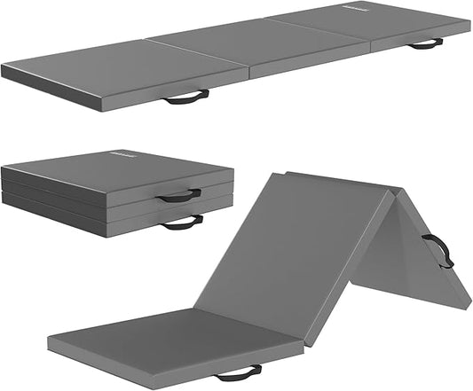 Folding Exercise Gymnastics Mat, 2" Thick Gym Workout Mat with Carrying Handles High-Density Anti-Tear Portable Fitness Aerobics Mats for Home Gym Yoga Pilates Tumbling MMA Core Training