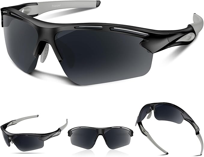 Polarized Sports Sunglasses for Men Women,UV400 Protection Sunglass for Running Cycling Fishing Hiking TR90