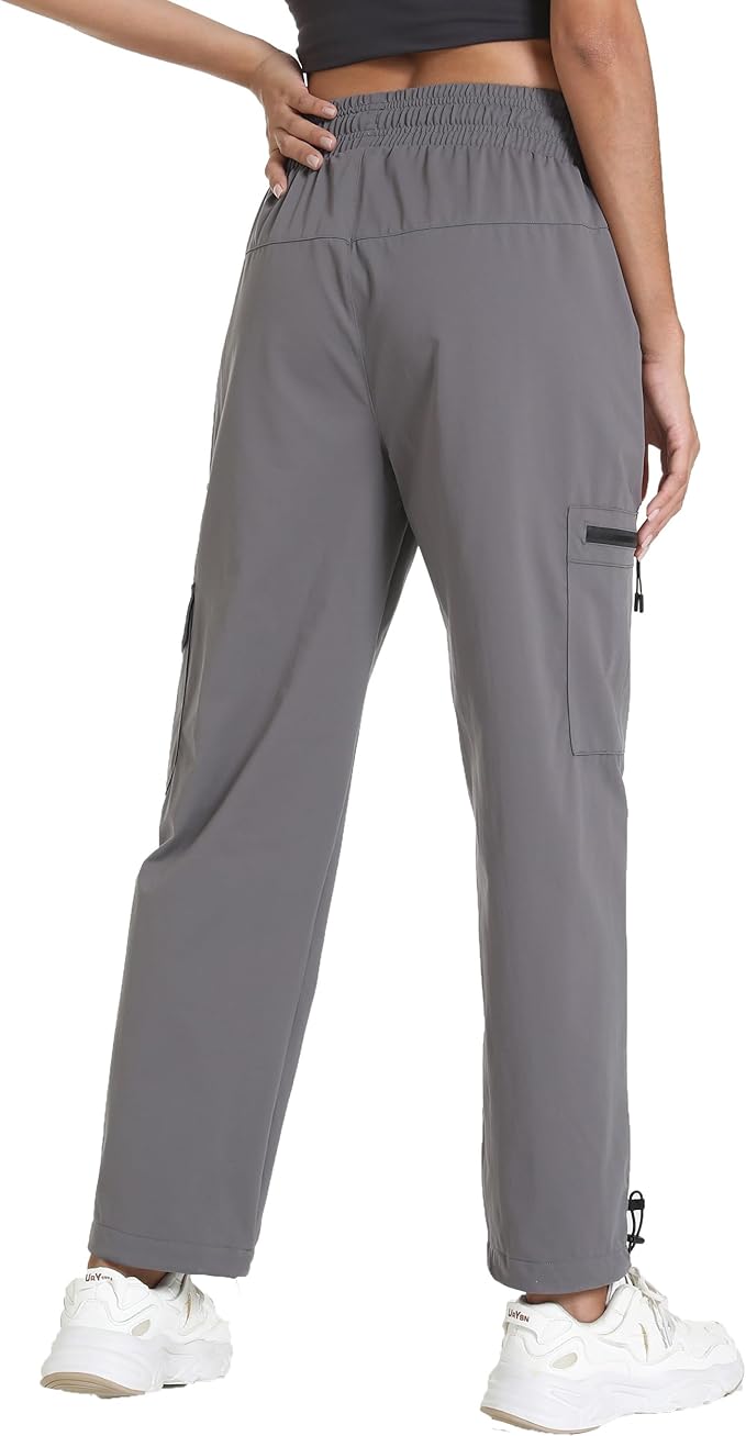 Women's Lightweight Hiking Joggers with Pockets - Water Resistant Cargo Pants for Outdoor Workouts Camping