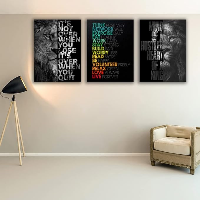 Motivational Canvas Painting Wall Art Execution Grind Hustle Inspirational Wall Art Success Entrepreneur Poster Positive Quotes Wall Poster Framed for Home Office Wall Decor[72''Wx 36''H]