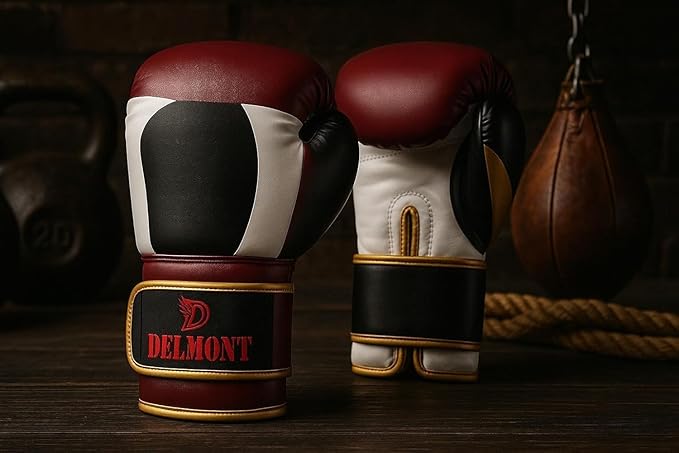 Delmont Boxing Gloves for Men and Women - Heavy Bag, Kickboxing, Sparring & Training Gloves with Multi-Layer Padding, Wrist Support & Breathable Lining - Pro Gloves for Adult Fighters & Beginners