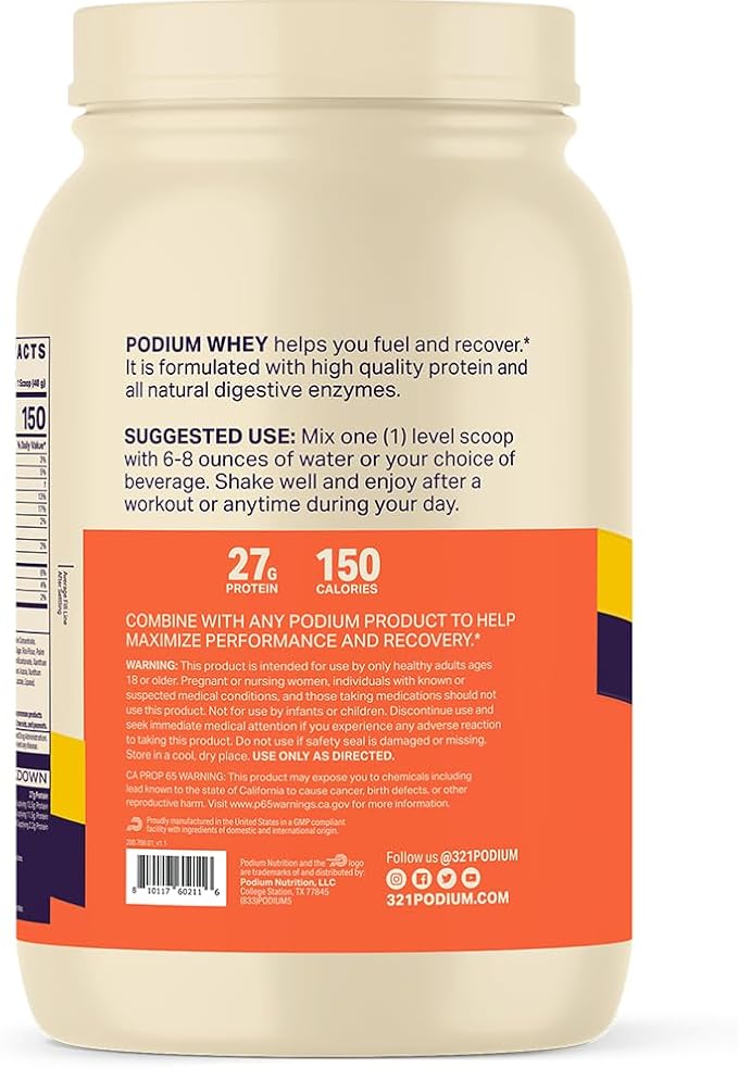 Podium Nutrition, Whey Protein Powder, Peanut Butter Crunch, 22 Servings, 27g of Whey Protein Per Serving