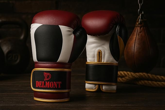 Delmont Boxing Gloves for Men and Women - Heavy Bag, Kickboxing, Sparring & Training Gloves with Multi-Layer Padding, Wrist Support & Breathable Lining - Pro Gloves for Adult Fighters & Beginners
