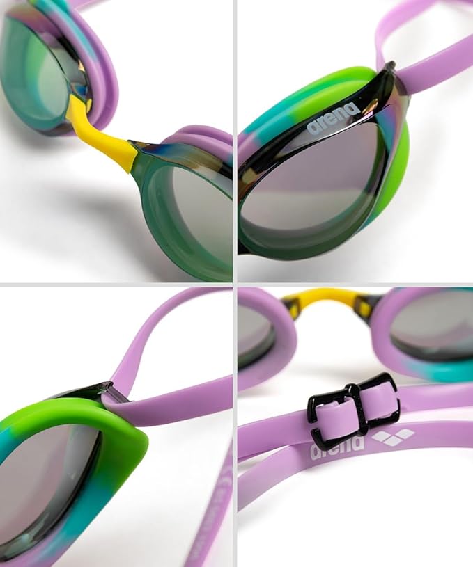 ARENA Unisex Python Racing Swim Goggles for Men and Women Anti-Fog No Leak Max Comfort Dual Strap, Mirror/Non-Mirror Lens