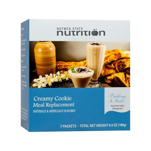 Nutmeg State Nutrition - Pudding or Shake, Low Calories, 15g Protein, Low Fat, 7 Servings Per Box (Creamy Cookie)