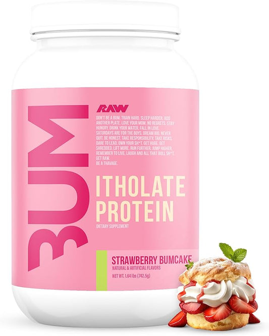 RAW Whey Isolate Protein Powder, Strawberry BumCake (CBUM Itholate Protein) - 100% Grass-Fed Sports Nutrition Powder for Muscle Growth & Recovery - Low-Fat, Low Carb, Naturally Flavored - 25 Servings