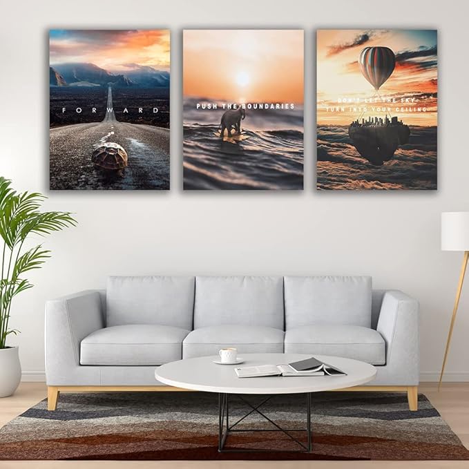 Motivational Wall Decor Poster Inspirational Wall Art 3 Pieces Canvas Wall Painting Framed Artwork for Living Room Bedroom Office Home Decor Prints Pictures Wall Decor Ready to Hang 60''Wx 28''H