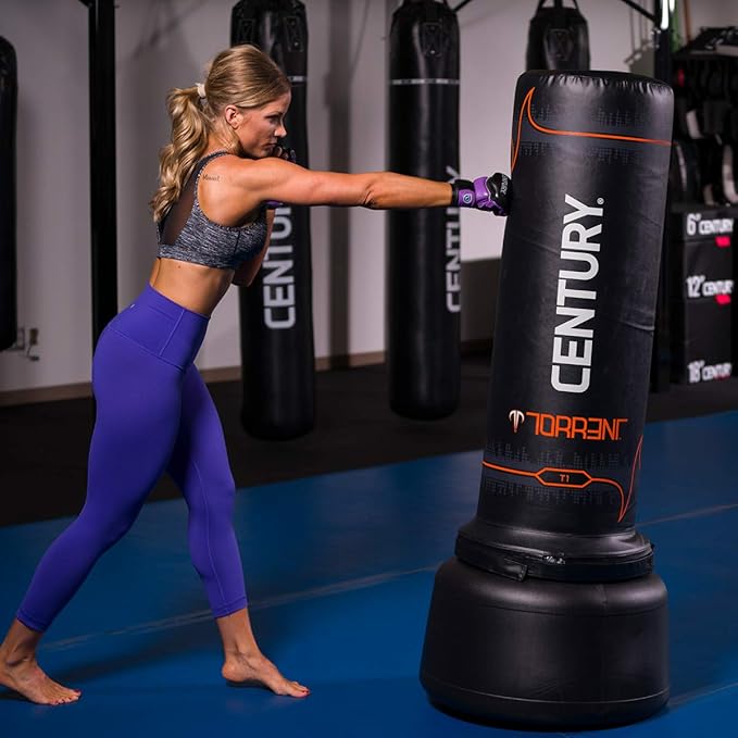 Century Torrent Freestanding Punching Bags - T1 or T2 Options | Black Free Standing Training Heavy Bag | Ideal for Martial Arts, Boxing, Kickboxing and Cardio Workouts | Designed for Men and Women