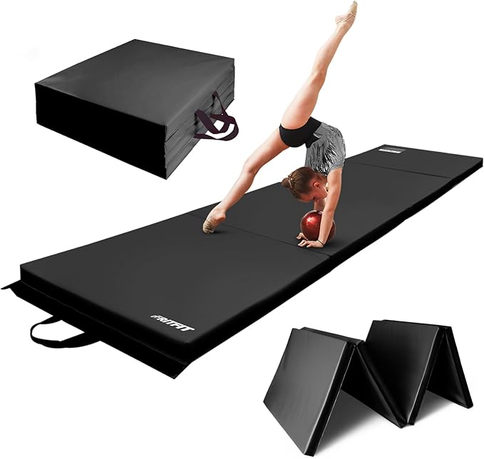 RitFit Upgraded Folding Exercise Mat, 2 Inch Thick Gymnastics Mat 3’x6’,4’x8’,4x10’,2'x8' with Carrying Handles for Yoga, MMA, Stretching, Core Workouts and Home Gym Protective Flooring